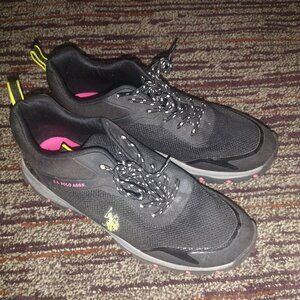 Women Polo sneakers black pink and green